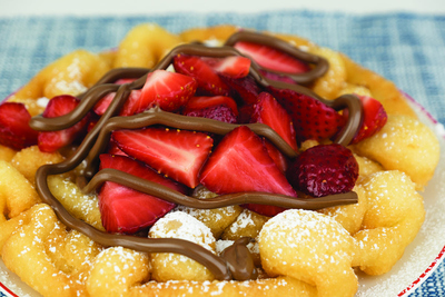 Novelty - Funnel Cake Topped with Strawberries & Nutella®