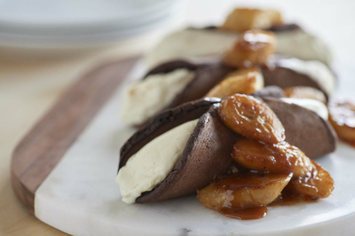 Pancakes - Caramelized Banana Chocolate Pancake Wraps