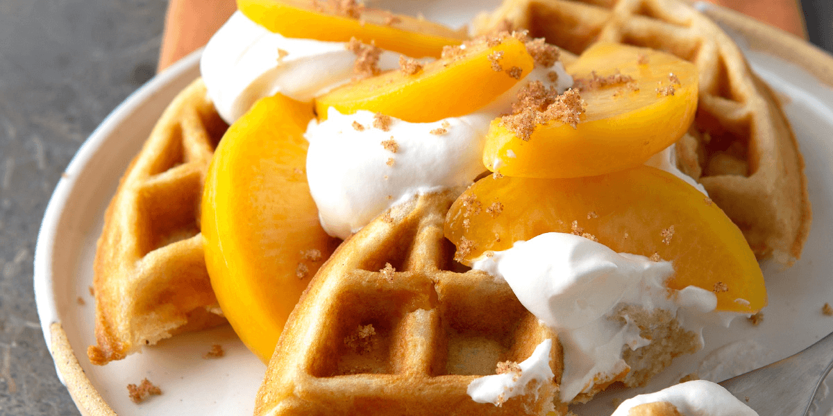 waffle with peaches